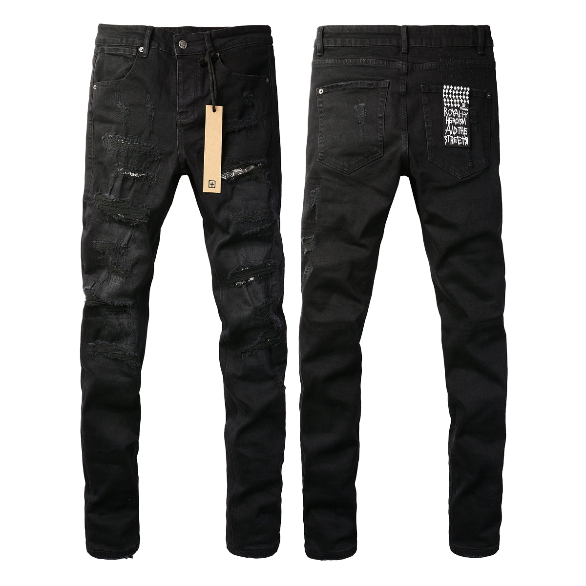 Vaqueros ajustados Jet Black con logo 3016