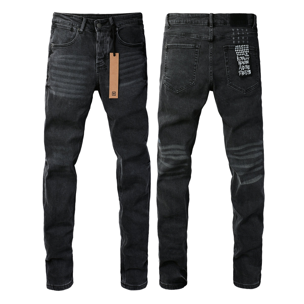 Jeans negros atemporales de pierna recta con un acabado impecable 3023