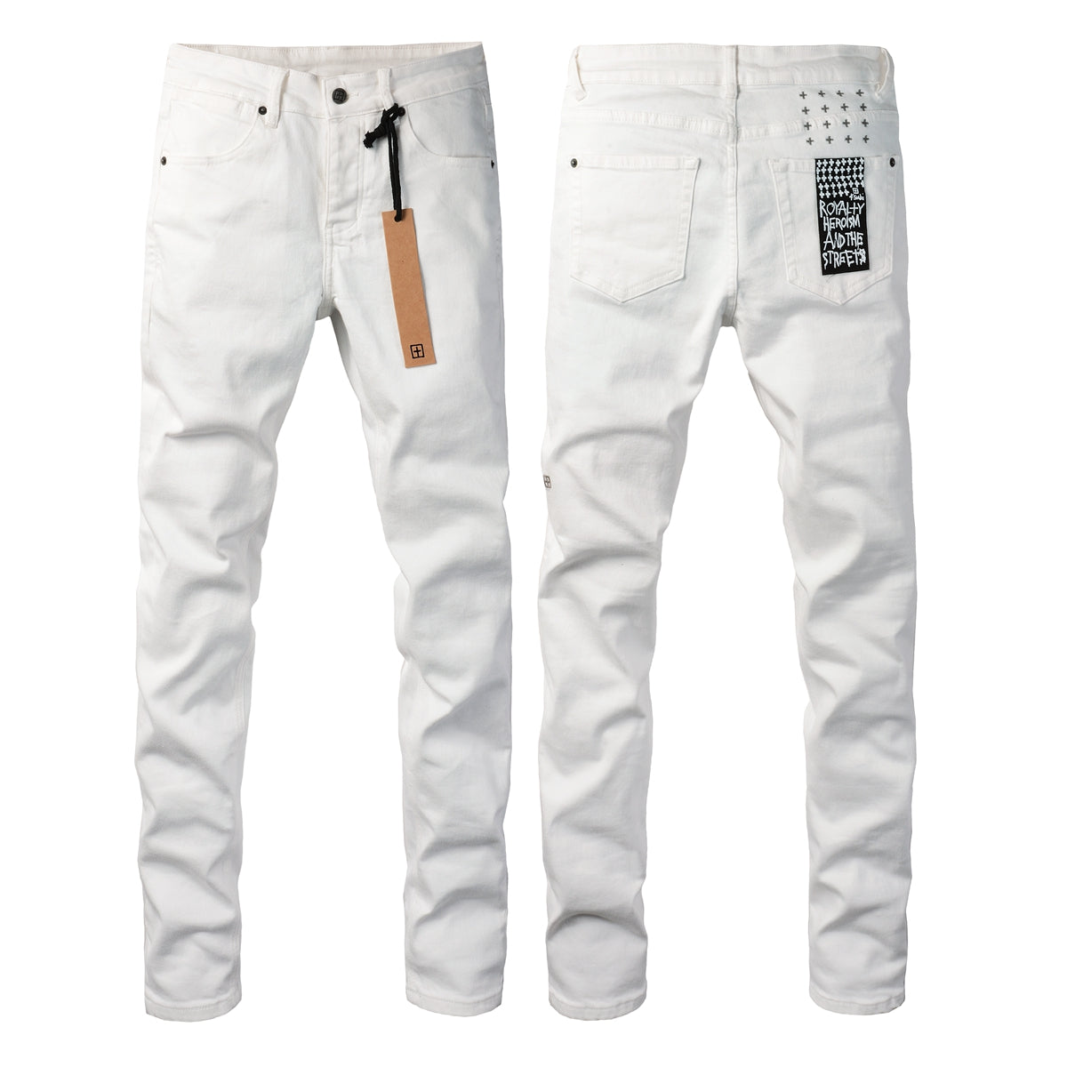 Vaqueros blancos sin esfuerzo con un diseño simple y elegante 3026