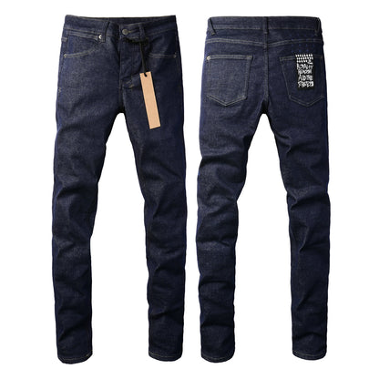 Vaqueros rectos azul marino con diseño minimalista 3011