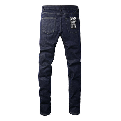 Vaqueros rectos azul marino con diseño minimalista 3011
