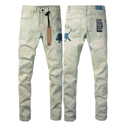 Vintage Washed High-Rise Skinny Jeans with Distressed Details 3012