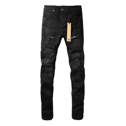 Vaqueros ajustados Jet Black con logo 3016