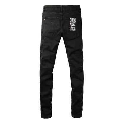 Vaqueros ajustados Jet Black con logo 3016