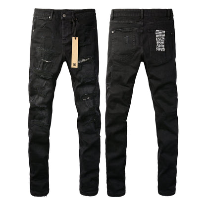 Vaqueros ajustados Jet Black con logo 3016
