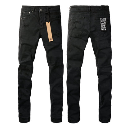 Minimalist Black Denim with Subtle Logo 3019