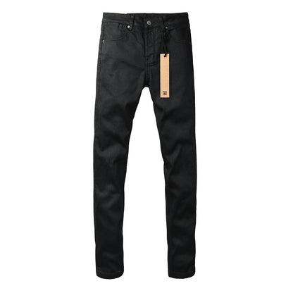Solid Black Minimal Clean Finish Slim Fit Five Pocket Jeans 3072