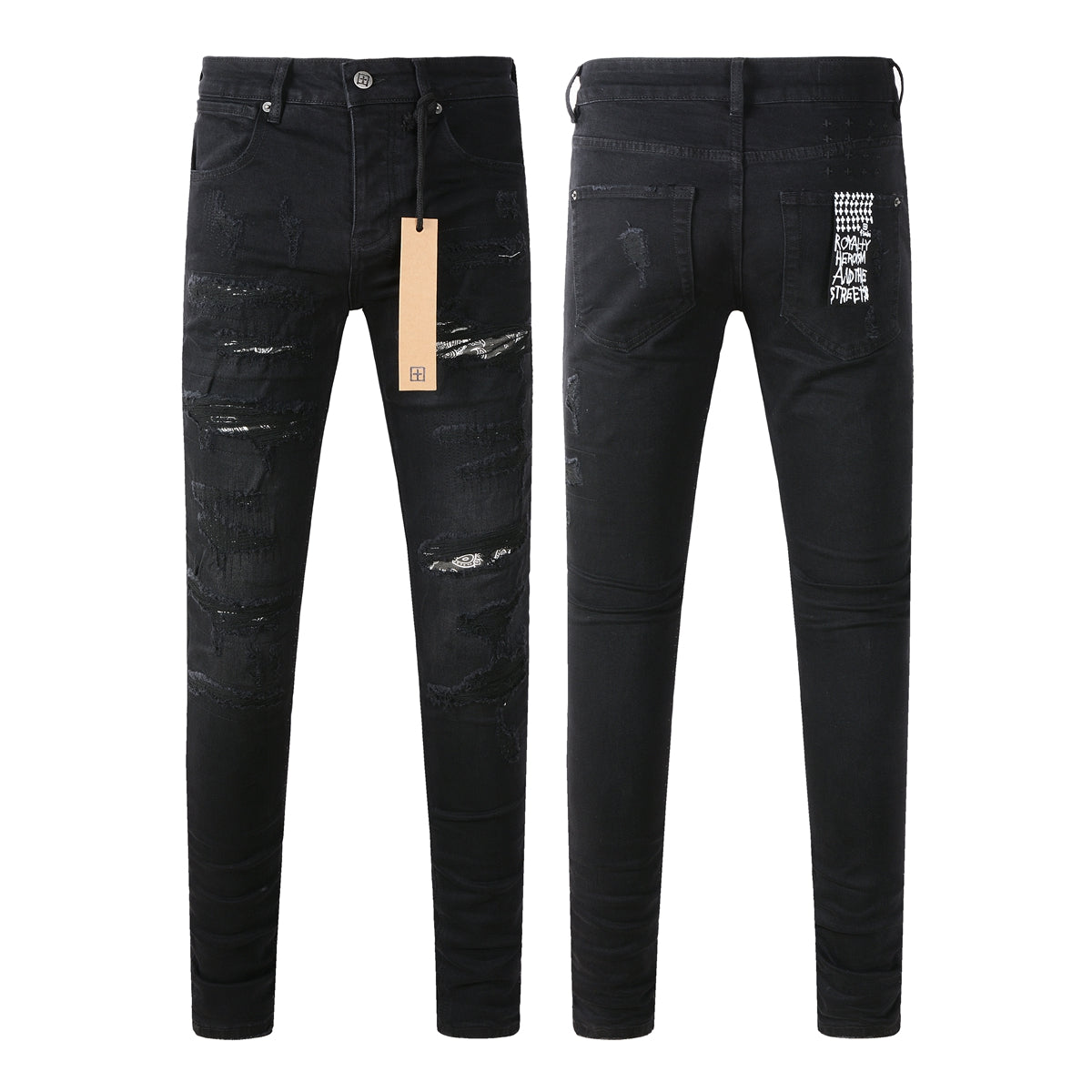 Vaqueros ajustados Jet Black con logo 3016