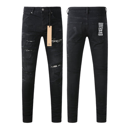 Vaqueros ajustados Jet Black con logo 3016
