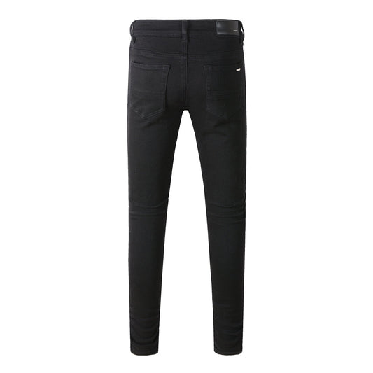 5200 High Street Trendy Brand Street Wind Ripped Beggar Jeans Slim-fit Elastic Jeans