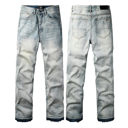 Men’s Vintage Washed Loose Fit Straight-Leg Jeans 8911