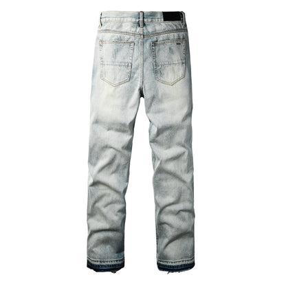 Men’s Vintage Washed Loose Fit Straight-Leg Jeans 8911