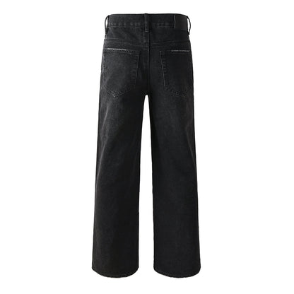 Mens Designer Straight Leg Black Jeans with Dazzling Crystal Fireworks Night Sky Inspired Look 9125