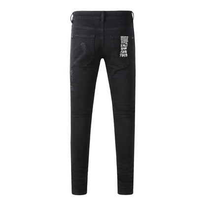 Vaqueros ajustados Jet Black con logo 3016
