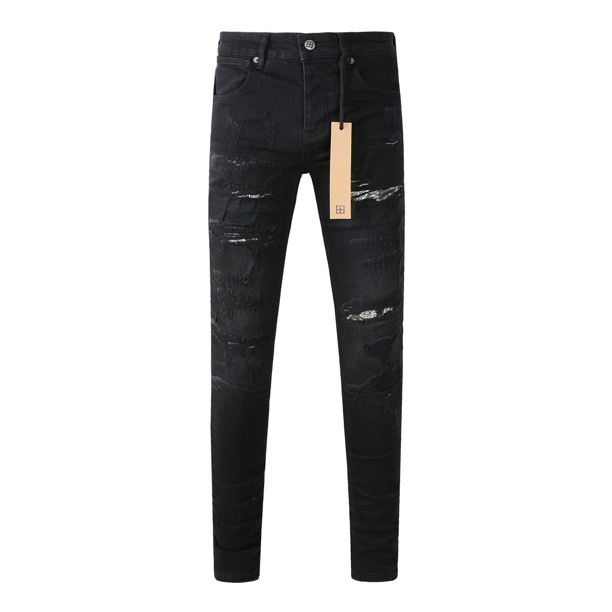 Vaqueros ajustados Jet Black con logo 3016
