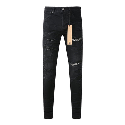 Vaqueros ajustados Jet Black con logo 3016